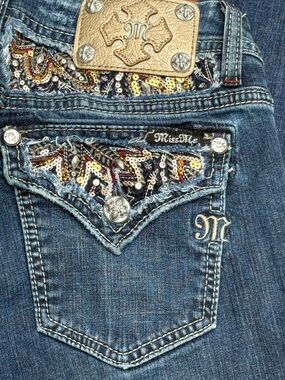 Miss Me Signature Skinny Comfort Stretch Western Jeans size 27  Inseam 31
